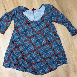 Floral Blue and Red Women's Top
